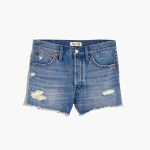 Madewell Relaxed Denim Shorts 18W Plus High Rise Distressed Raw Hem Blue Boho